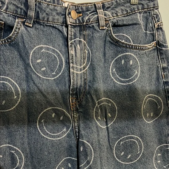 Blue Jeans with Smiley Face Pattern - Picture 2 of 5